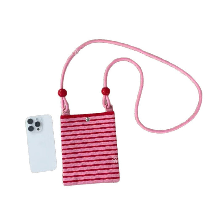 Wholesale Knitted Crossbody Bag with Rope and Beads Cute Phone Purse MOQ≥3