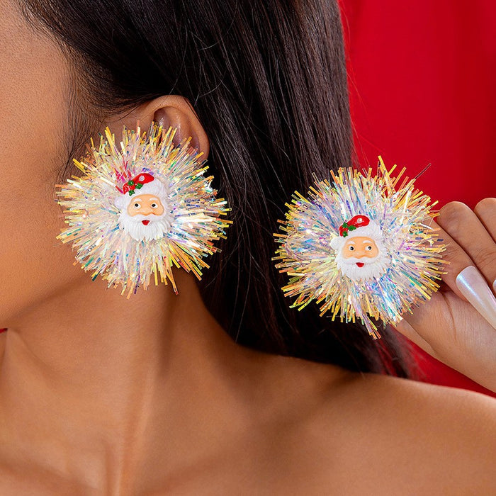 Wholesale Christmas Pom Pom Earrings - Cute Colorful Glitter Earrings for Women Fashion Accessory Resale MOQ≥2