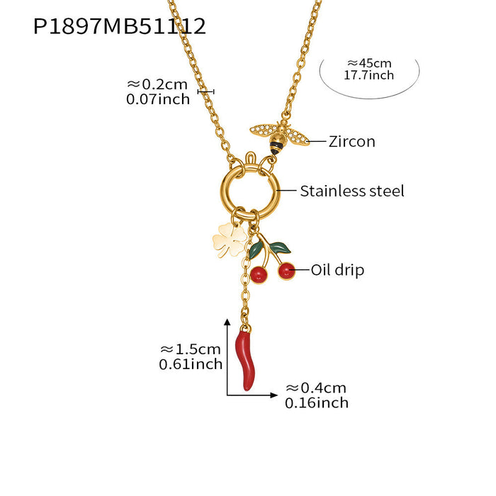 Wholesale Zircon Bee Drip Chili Pepper Clavicle Necklace
