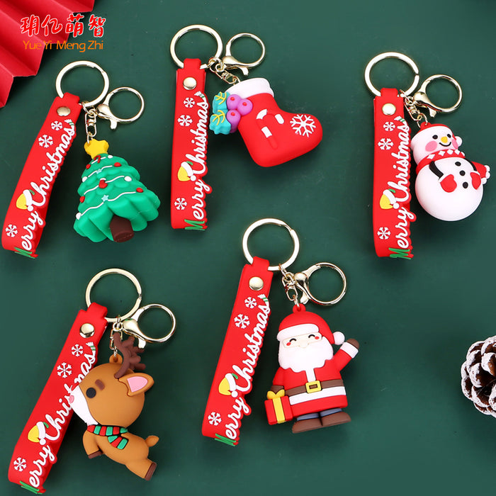 Wholesale Christmas Cartoon Elk Doll Silicone Keychain JDC-KC-YueY010