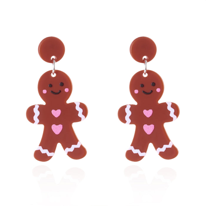 Wholesale Christmas acrylic earrings for women cute cartoon Christmas series elk bell pendant earrings