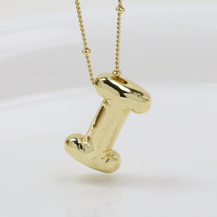 Wholesale 2PCS 18k Brass Glossy Balloon 26 English Letter Necklace JDC-NE-BaiYi006