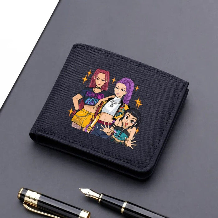 Wholesale Modern trendy ultra-thin cartoon print short canvas wallet