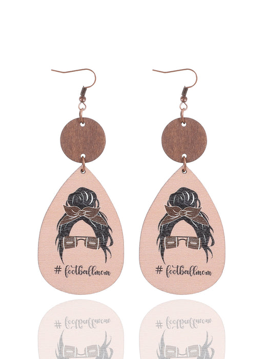 Wholesale Thin Wood Chip Earrings Creative Drop-Shaped Women' s Sports Style Earrings