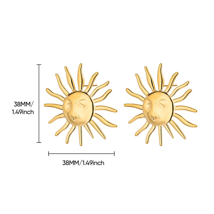Wholesale Titanium steel fan-shaped sunburst earrings with a stylish