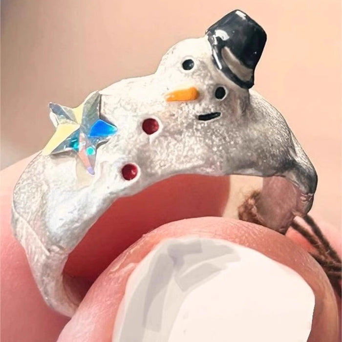 Wholesale Cute Snowman index finger ring niche design unique personality Christmas ring