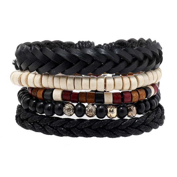 Wholesale 4pieces/pack Personalized Braided Four-piece Leather Bracelet JDC-BT-XH027