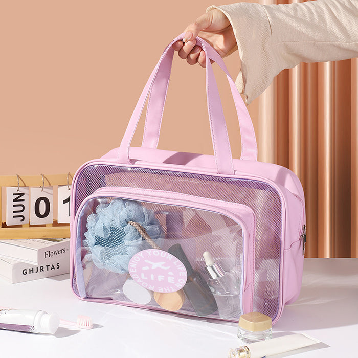 Wholesale PVC wash bag, hand-held single shoulder dry wet separation bag, waterproof makeup and wash storage bag