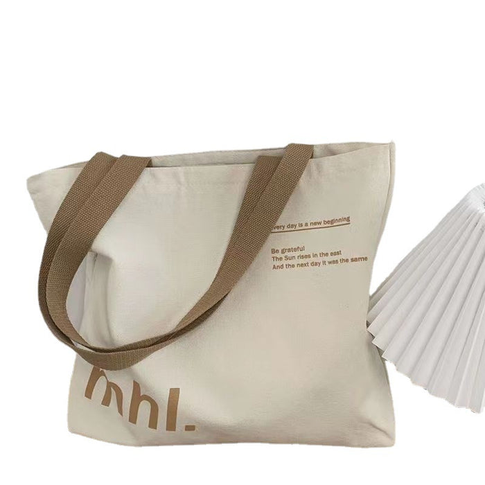 Wholesale New canvas bag, niche letter printed shoulder bag, large capacity commuting tote bag