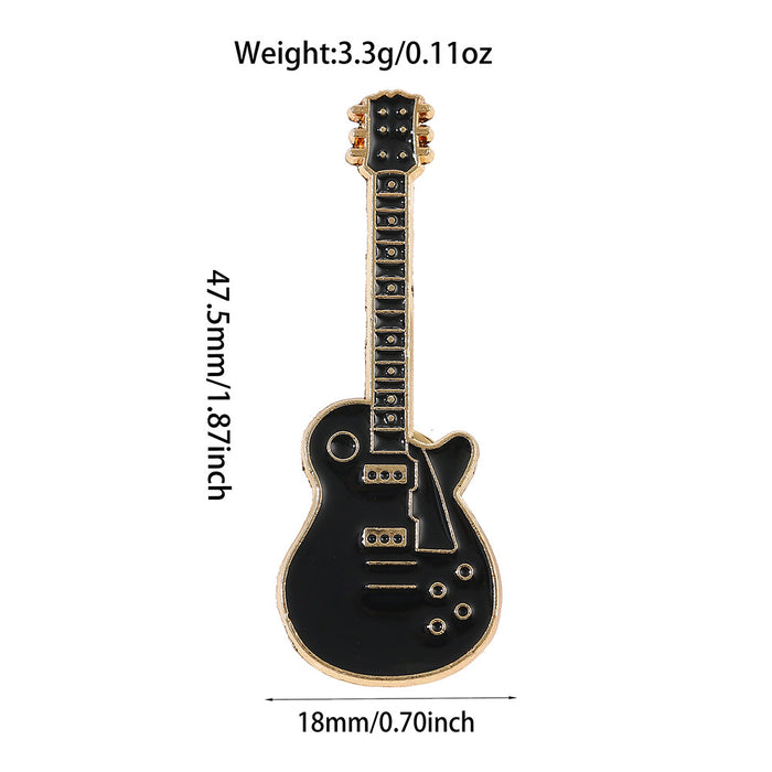 Wholesale Vintage Electroplated Guitar Brooch Musical Instrument Lapel Pin Trendy Backpack Badge For Casual Gift