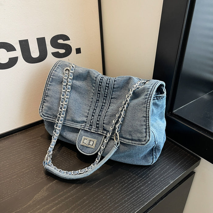 Wholesale Denim Large Capacity Chain Shoulder Bag JDC-SD-ZuoDu001