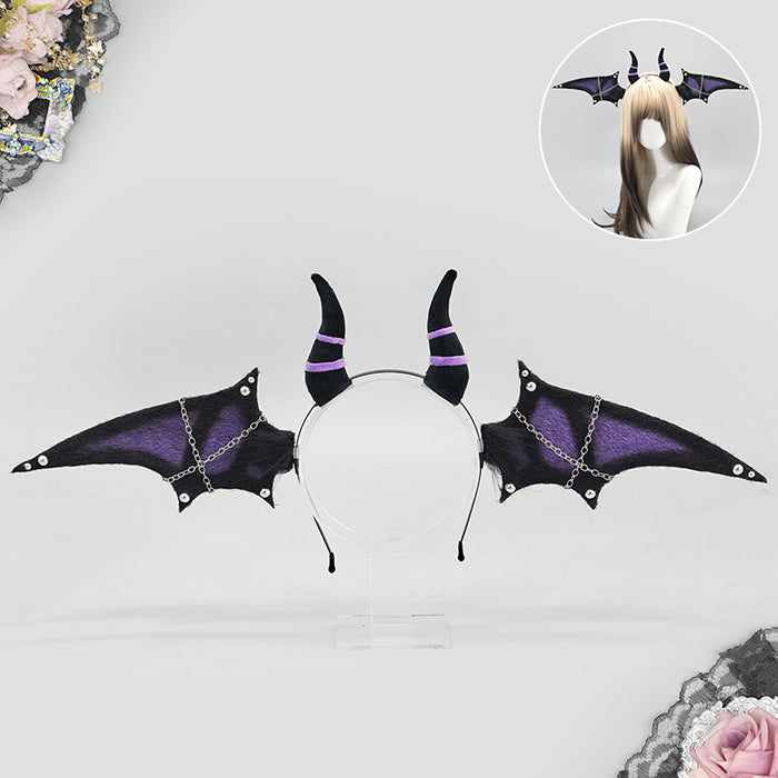 Wholesale Gothic Vampire Bat Ears Plush Headband  Cosplay Party Hair Hoop