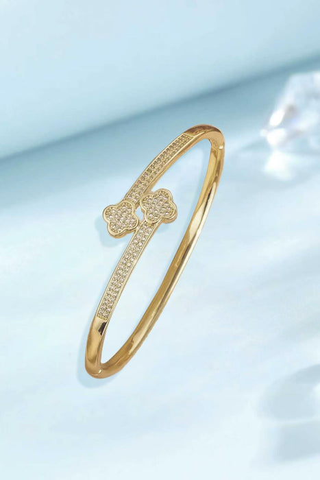 Wholesale Minimalist Zircon Bracelet For Women Gold Plated Copper Jewelry Accessory Trendy Everyday Wear Boutique Resale
