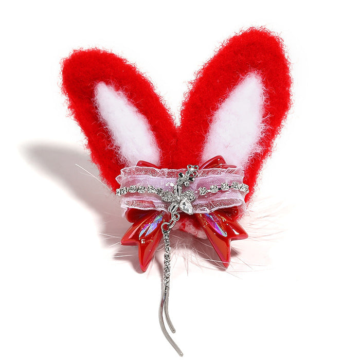 Wholesale DIY Plush Rabbit Ears Beads Chain Tassel Bow Beads JDC-BDS-BLinG013