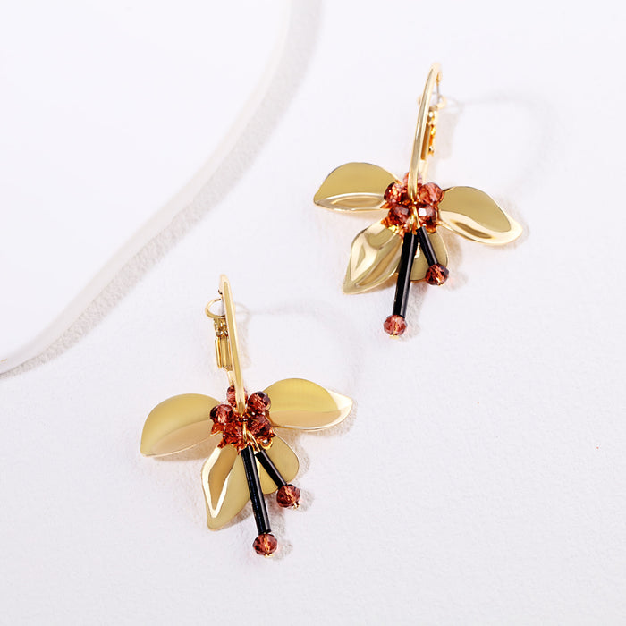 Wholesale Ballet Girl Fashion French Retro Alloy Flower Earrings Light Luxury High Sense Niche Elegant Earrings