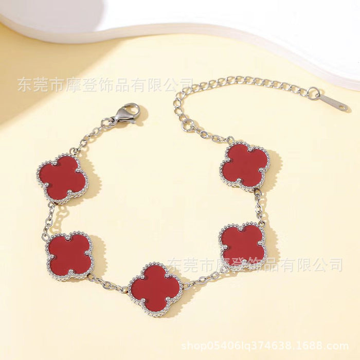 Wholesale titanium steel four-leaf clover bracelet JDC-BT-Modeng002