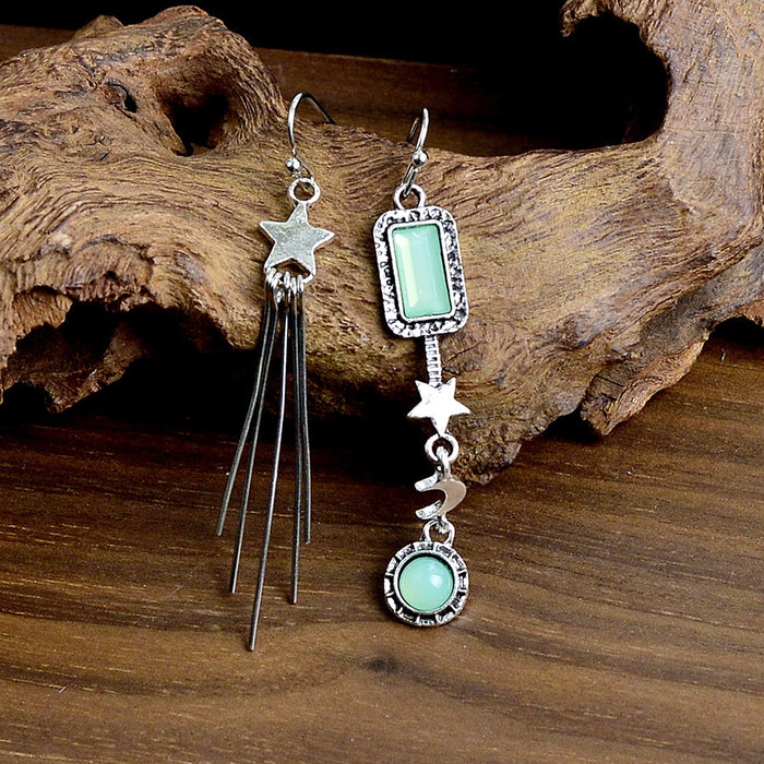 Wholesale 2pcs Retro Star and Moon Irregular Earrings