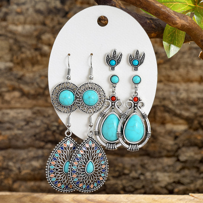 Wholesale Alloy Tassel Earring Set Retro Ethnic Style Bohemian Jewelry Accessory MOQ≥2