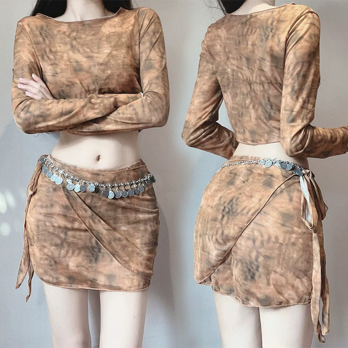 Wholesale Swimwear Women's Split Long-sleeved Sunscreen Split Skirt Bikini Four-piece Set Elegant Slim-fit Hot Spring Vacation Swimwear