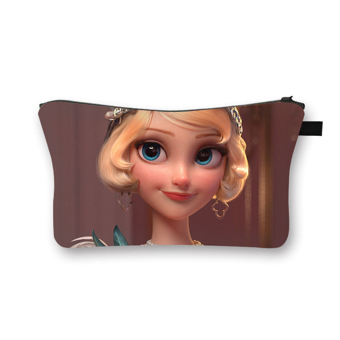 Wholesale Pink Princess Cosmetic Bag Kids Cosmetic Bag Portable Polyester Storage Bag JDC-CB-YiLan001