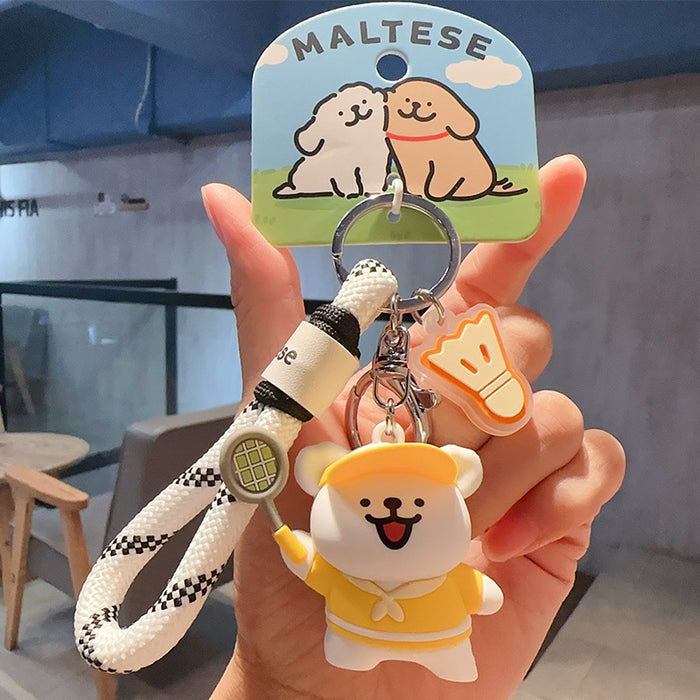 Wholesale  Sports Badminton Baseball Puppy Keychain Female Cute Couple School Bag Small Hanging Ornaments