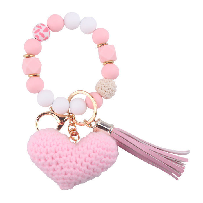 Wholesale Cartoon Love Bracelet Beaded  Keychain