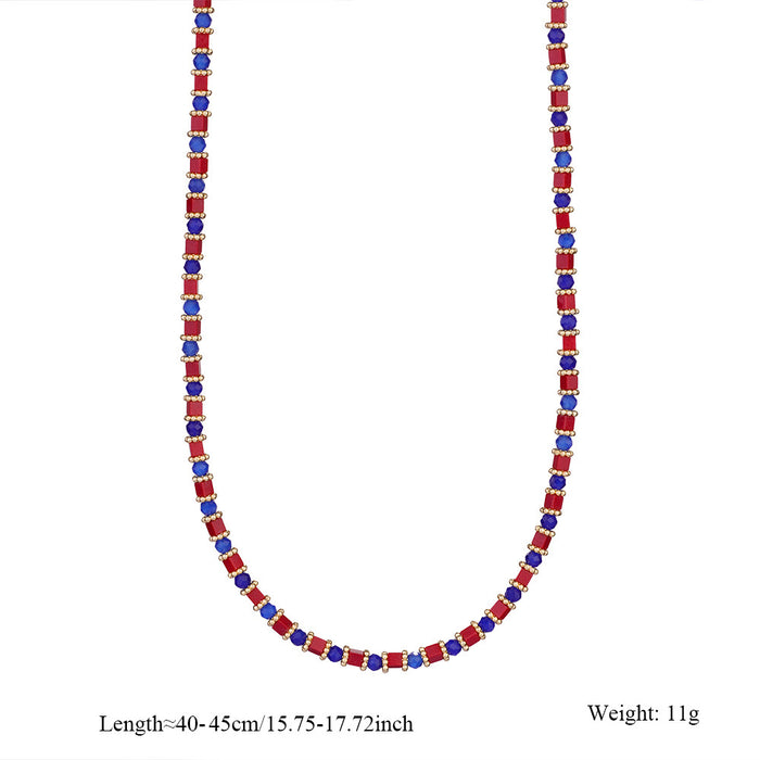 Wholesale Fashionable and personalized bead necklace made of stainless steel paired with natural stone pendant, original design, elegant women's accessories