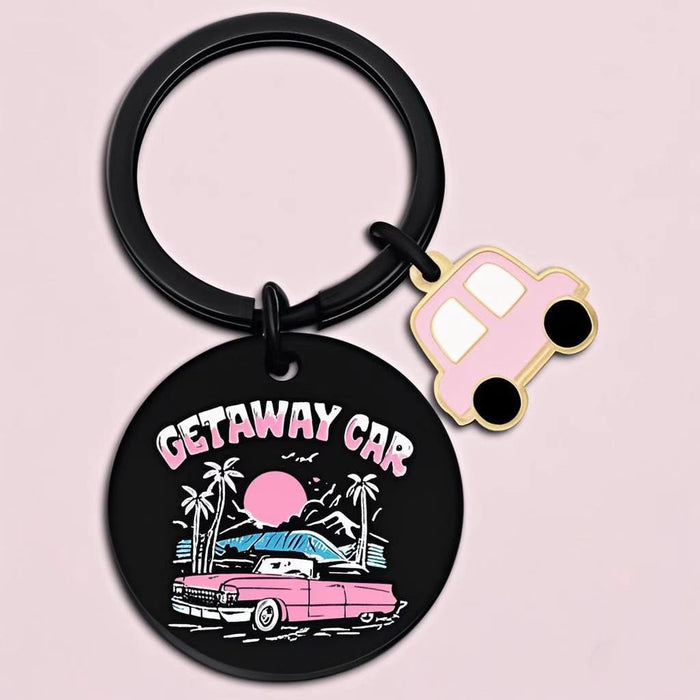 Wholesale Stainless steel letter element round keychain