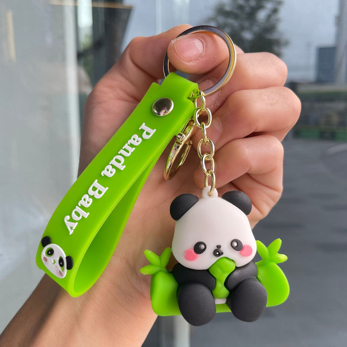 Wholesale Cartoon Bamboo Panda Keychain Bag Pendant Car Keychain Cute Doll Couple Small Gift Wholesale