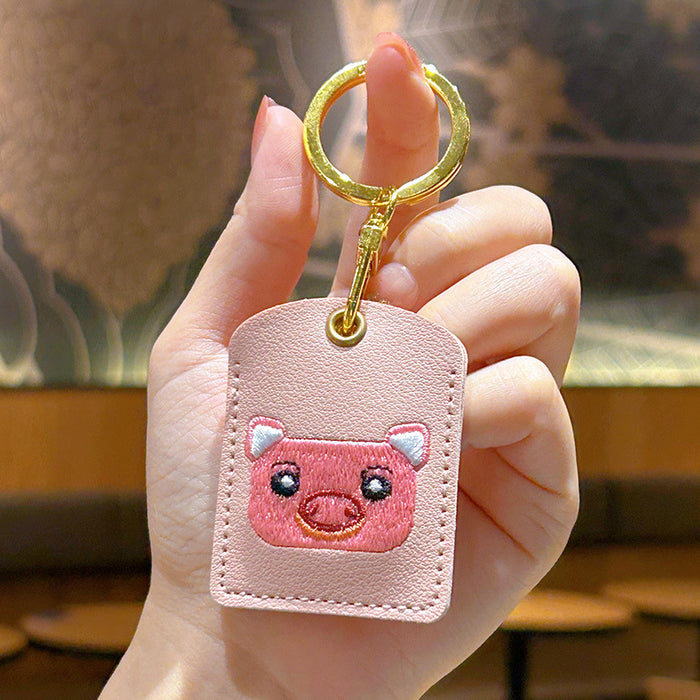 Wholesale Embroidery Cartoon Cute Animal Leather Keychain JDC-KC-WWX007