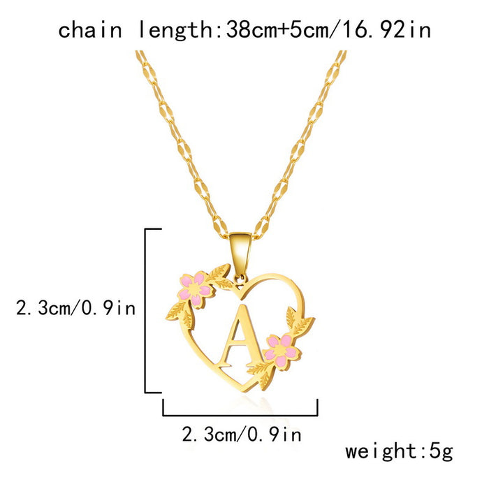 Wholesale Letter Heart Flower Hollow Titanium Steel Necklace Women Creative Stainless Steel Oil Drop Lip Chain Necklace