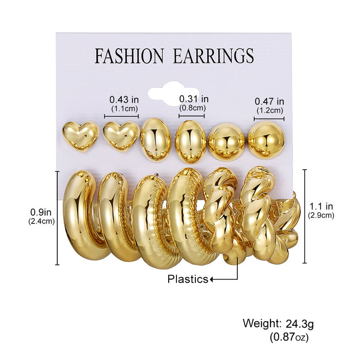 Wholesale 6-Pair Creative Gold Teardrop Earring Set