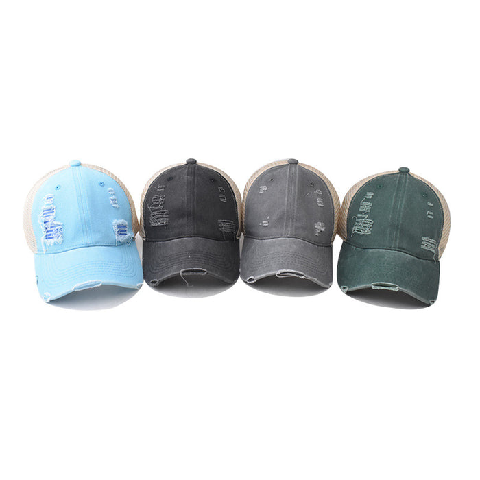 Wholesale Cotton Washed Distressed Hole Baseball Cap JDC-FH-ErXu005