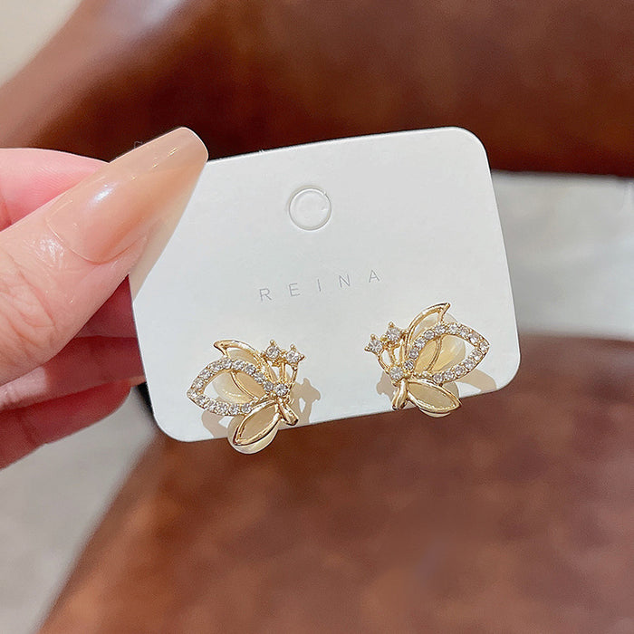Wholesale Crystal Butterfly Pearl Earrings