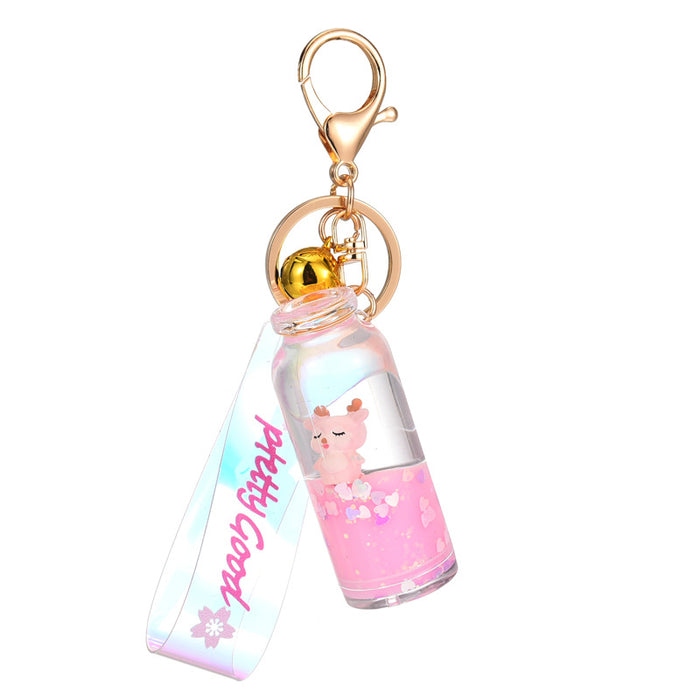 Wholesale Acrylic Floating Milk Bottle Elk Liquid Keychain JDC-KC-YanG060