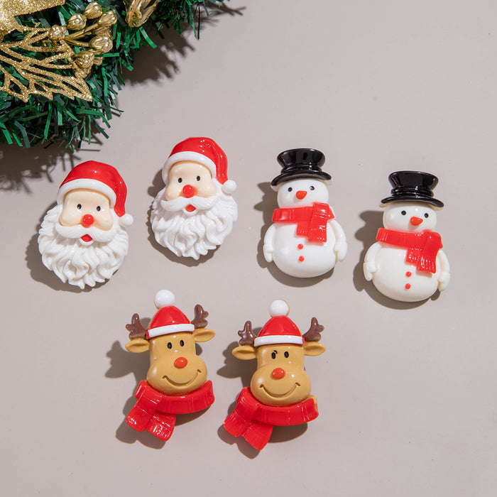 Wholesale Resin Christmas Earrings Santa Reindeer Snowman Cute Sweet Ear Studs Jewelry MOQ≥2