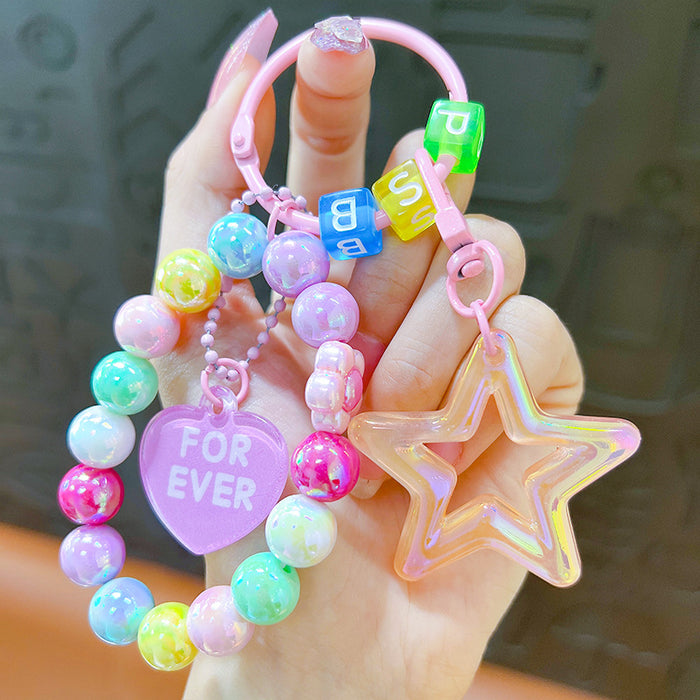 Wholesale Acrylic Cartoon Beaded Five-pointed Star Keychain JDC-KC-YanG066