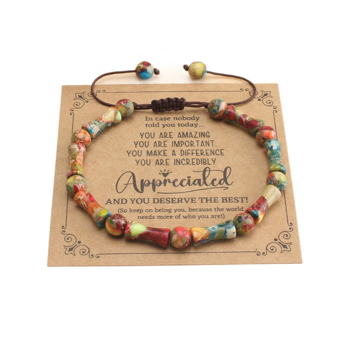 Wholesale Natural Stone Handmade Woven Bracelet with Bamboo Joint Design Unisex Jewelry MOQ≥2