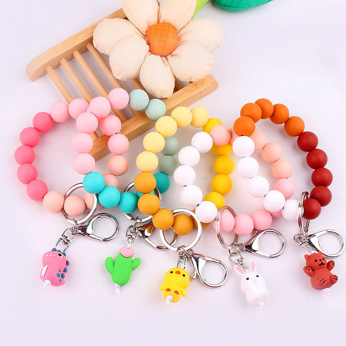 Wholesale Cartoon Animal Keychain Handmade Beaded Bracelet Key Ring