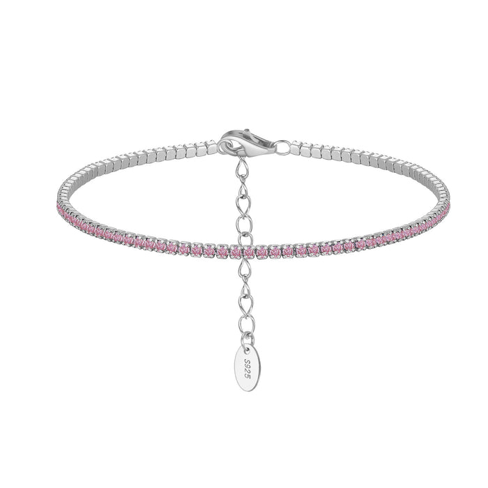 Wholesale Solid Zircon Tennis Chain Pure Silver Adjustable Bracelet