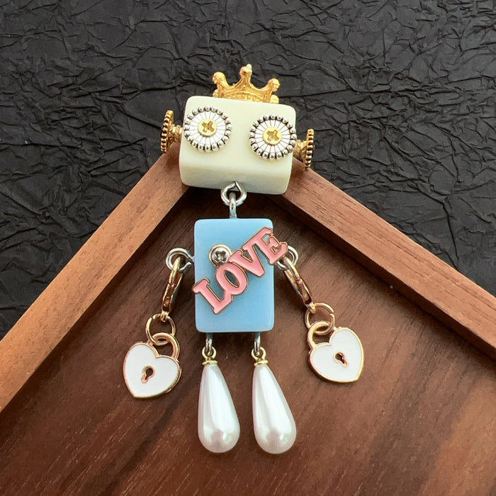 Wholesale Wooden Punk Robot Necklace DIY Accessories Pendants Keychain