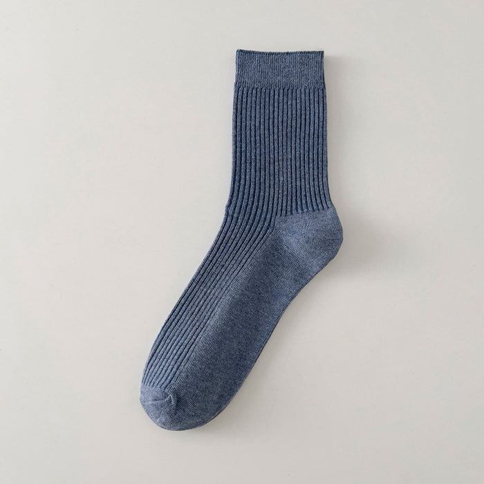 Wholesale Socks men's mid length socks solid color cotton socks men's classic sports socks long socks