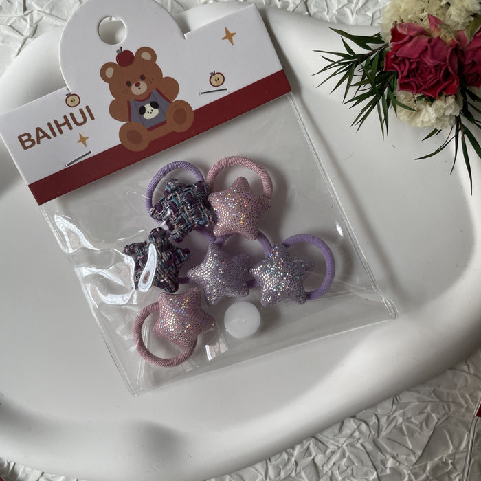 Wholesale Bagged small size Children's Hair Ring All-match Fabric Velvet Plaid Hair Rope