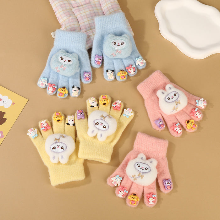 Wholesale Children Cute Cartoon Rabbit Knitted Gloves
