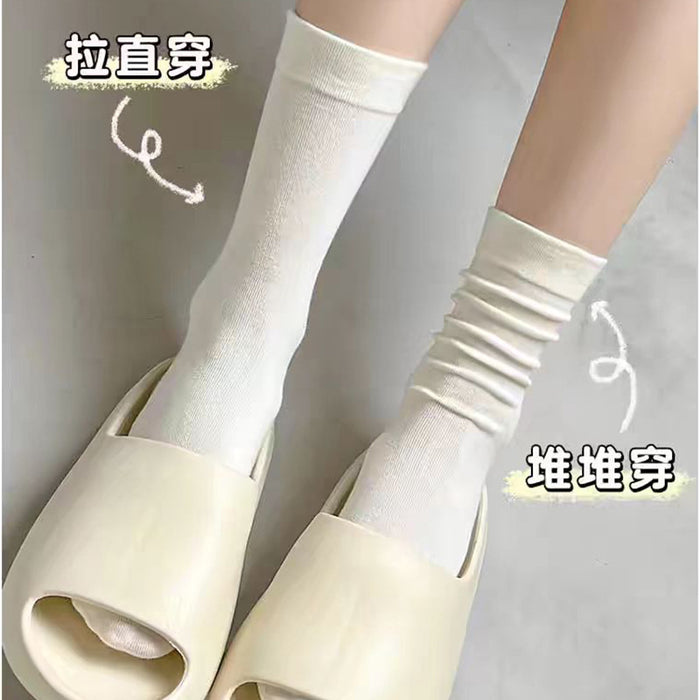 Wholesale Socks white pile socks pure cotton spring and summer thin boneless middle tube