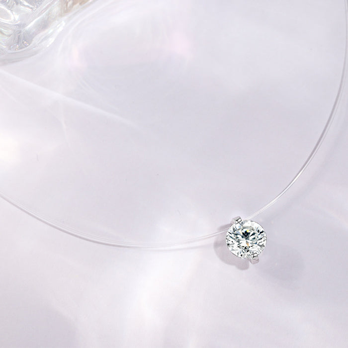Wholesale Sterling silver necklace zircon pendant women's transparent clavicle chain