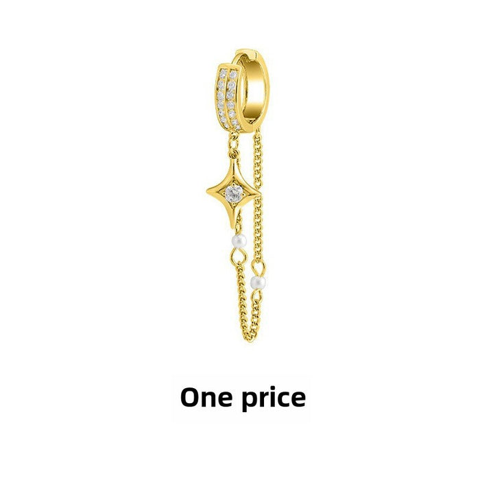 Wholesale Tassel Zircon Earrings Personalized Circle Long Earrings Earrings Square Diamond Full Diamond Chain Earrings Buckle