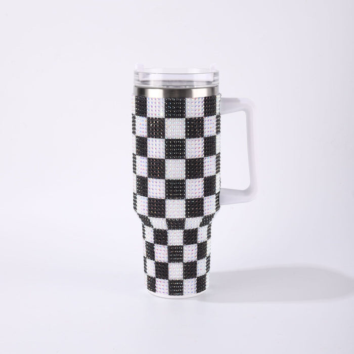 Wholesale Checkerboard Rhinestone 40oz Insulated Tumbler Stainless Steel