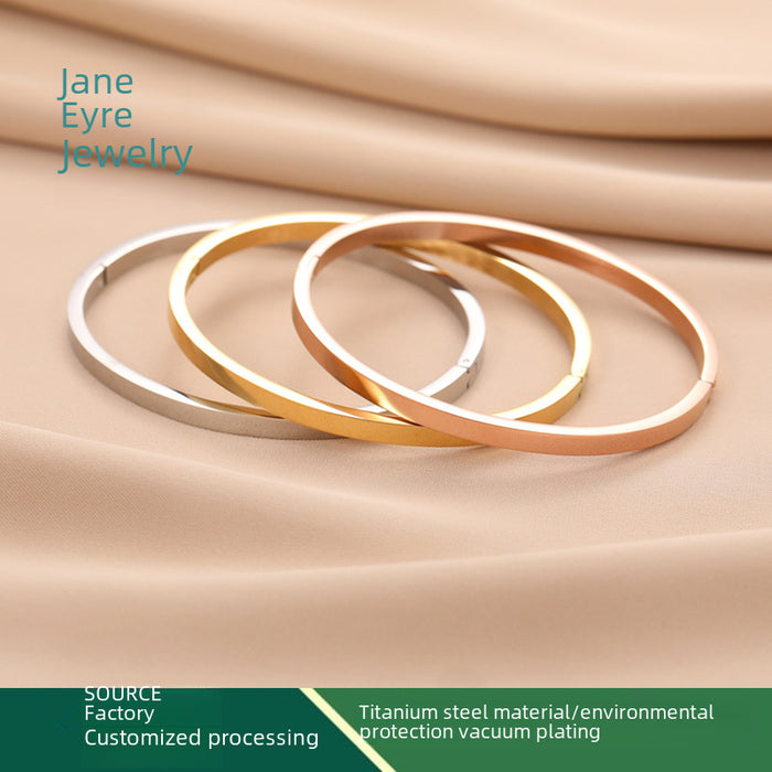 Wholesale Titanium steel bracelet, stainless steel bracelet, smooth surface, plain circle, couple's bracelet chain, trendy