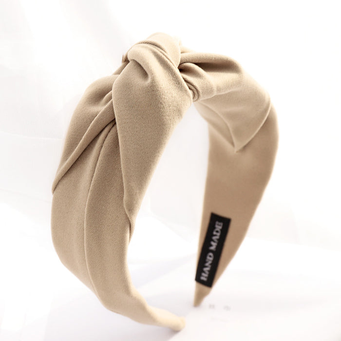 Wholesale Simple Wide Edge Solid Color Cloth Middle Knot Headband JDC-HD-MIs019